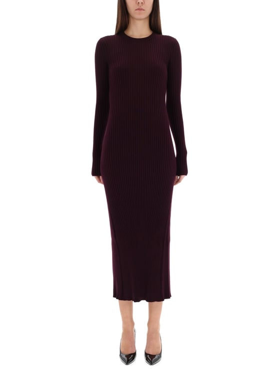 Helmut Lang Ribbed Open Back Midi Dress