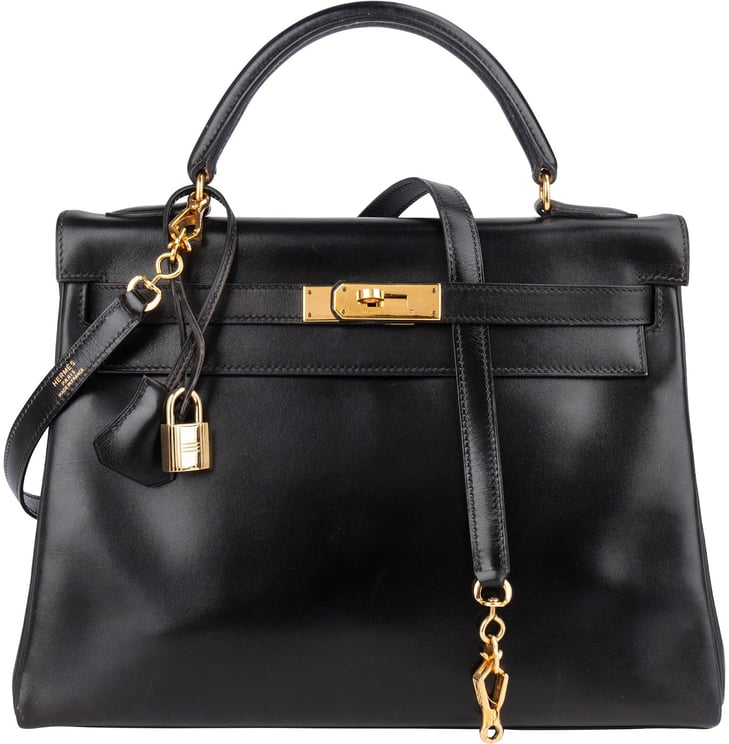 Hermès Hermès Noir Box Calf Kelly 32 Handbag