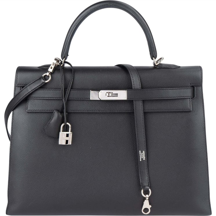 Hermès Hermès Noir Epsom Leather Sellier Kelly 35 Handbag