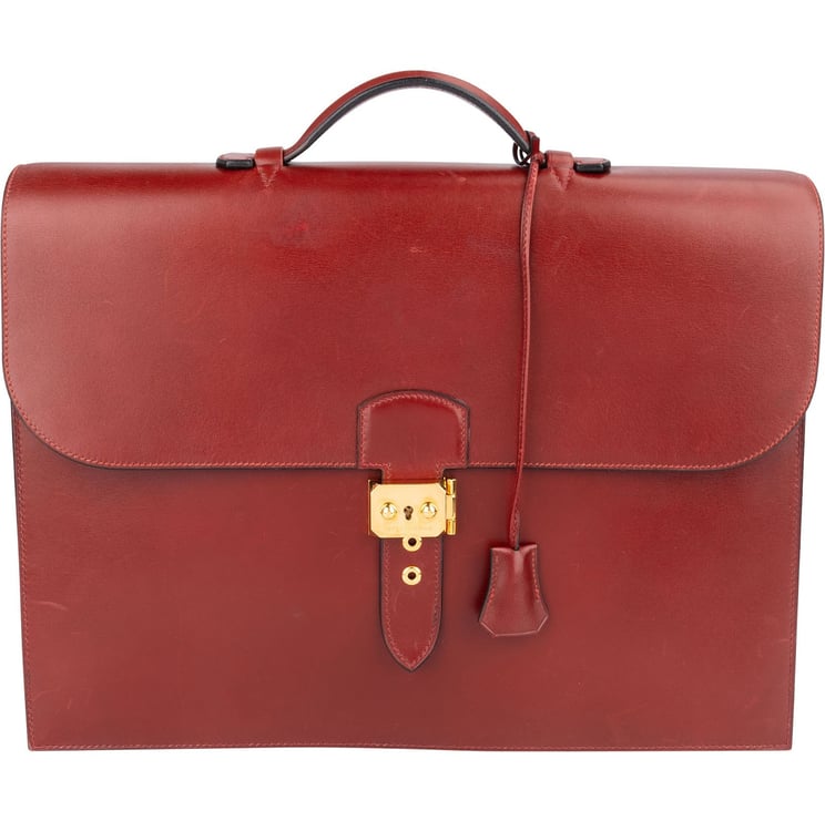 Hermès Hermès Bordeaux Leather Depeches Briefcase Handbag