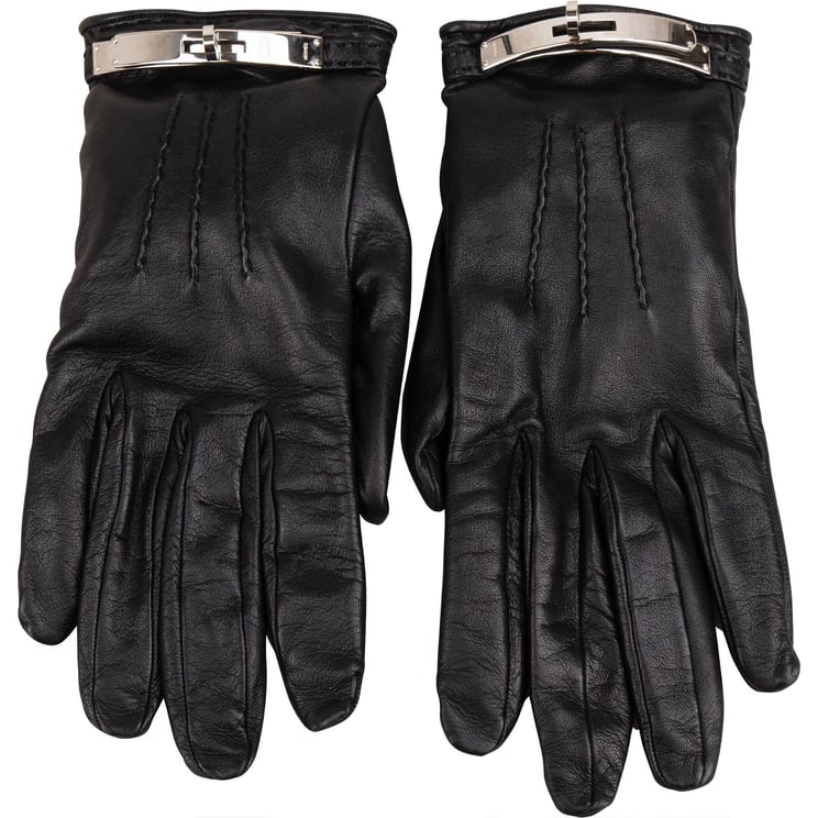 Hermès Hermès Black Leather Kelly Gloves Handschuhe