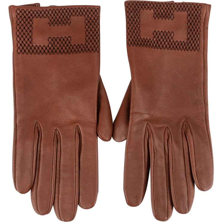 Hermès Hermès Brown Leather Soya Women Gloves