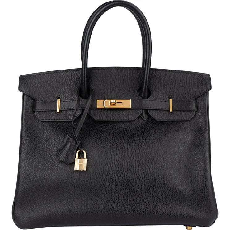 Hermès Hermès Noir Leather Birkin 35 Handbag