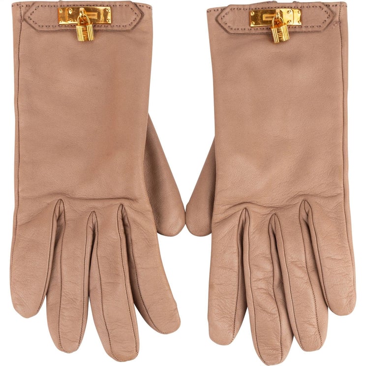 Hermès Hermès Beige Leather Kelly Women Gloves
