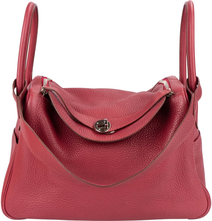 Hermès Hermès Clemence Leather Palladium Lindy 34 Rubis Handbag