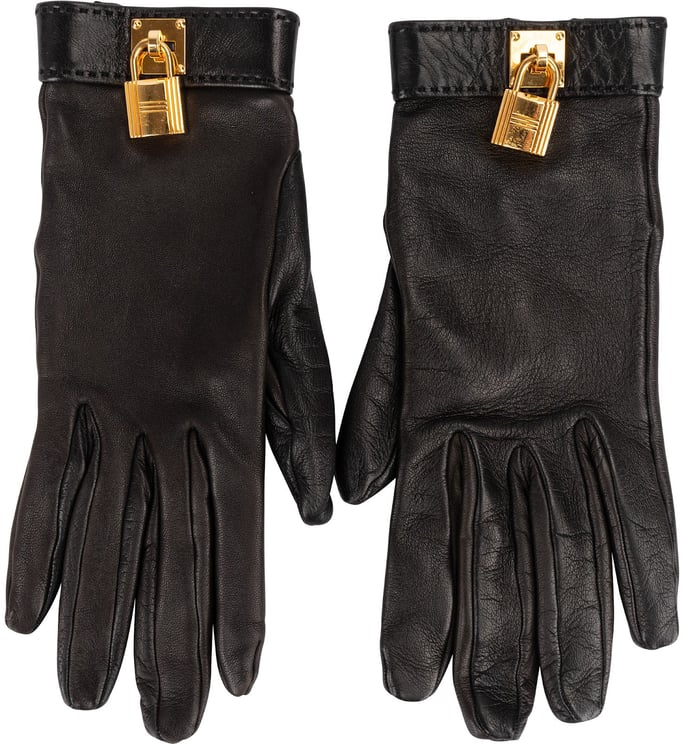Hermès Hermès Black Leather Kelly Women Gloves