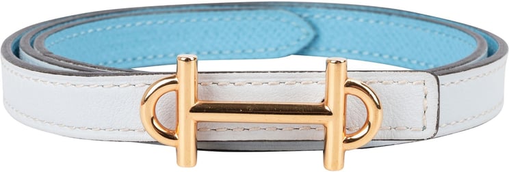 Hermès Hermès Blue Leather Gamma Belt Reversible