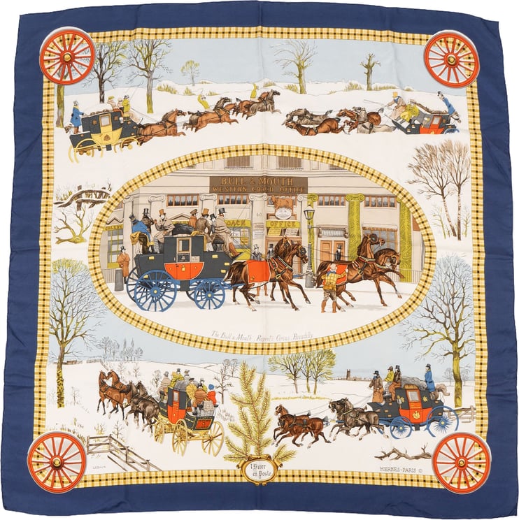 Hermès Hermès Hiver en Poste Silk Carre 90 Scarf Tuch