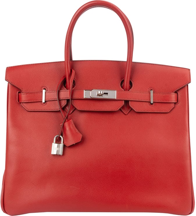 Hermès Hermès Rouge Epsom Leather Palladium Birkin 35 Handbag