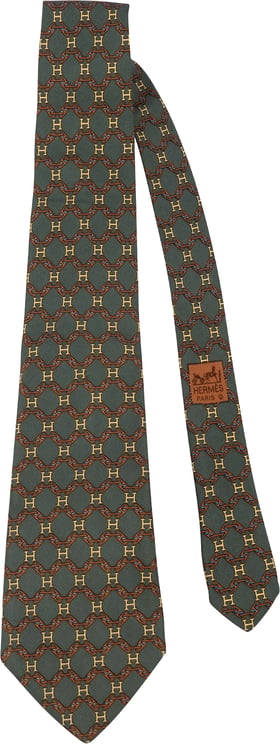 Hermès Hermès H Emblem Chain Pattern Silk Tie Krawatte