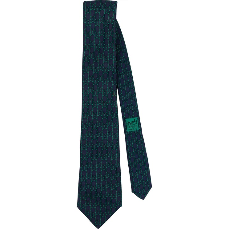 Hermès Hermès Geometric Chain Link Pattern  Silk Tie Krawatte