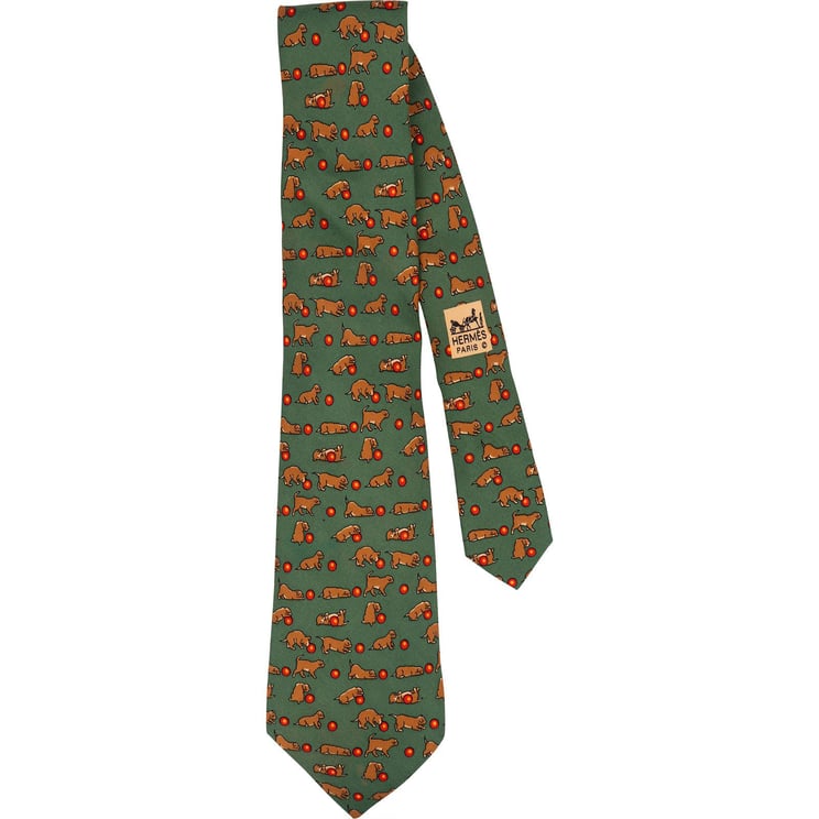 Hermès Hermès Dog Motif Pattern Silk Tie Krawatte