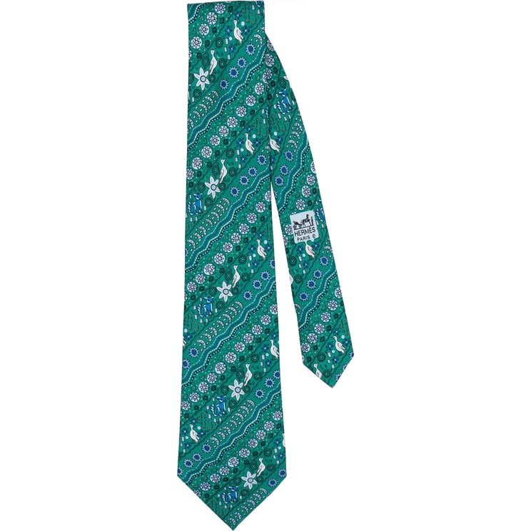 Hermès Hermès Printed Animal Wood Motif Silk Tie Krawatte