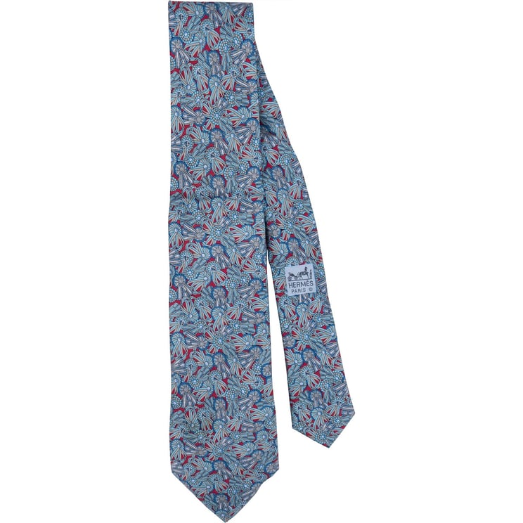 Hermès Hermès Printed Tournament Ribbon Pattern Silk Tie Krawatte