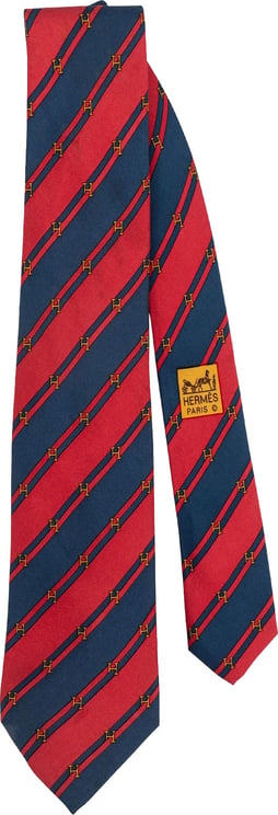 Hermès Hermès Striped H Emblem Pattern Silk Tie Krawatte