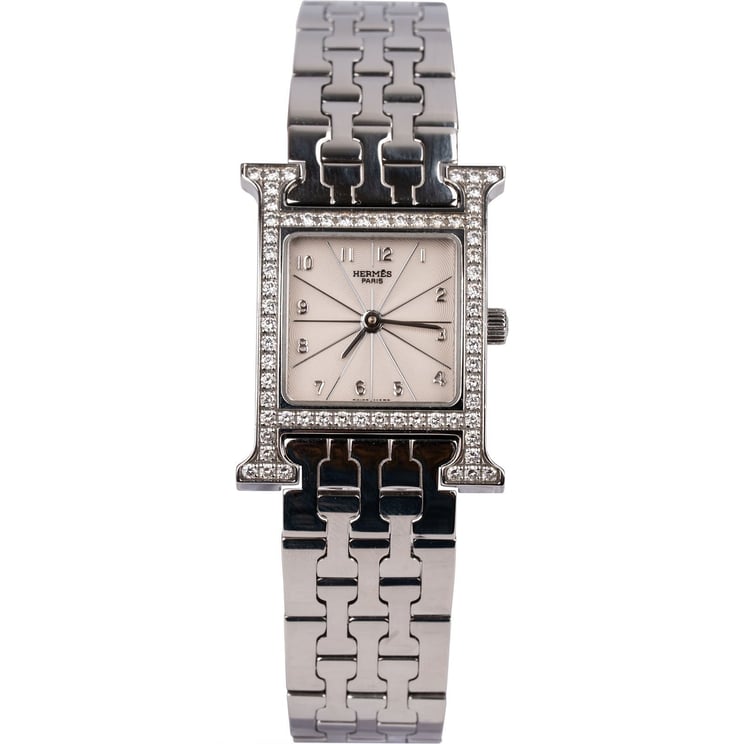 Hermès Hermès Silver Tone Heure H PM Diamond HH1.230 Women Watch