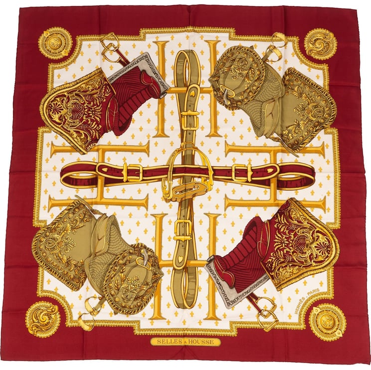 Hermès Hermès Selles à Housse Silk Carre 90 Scarf Tuch