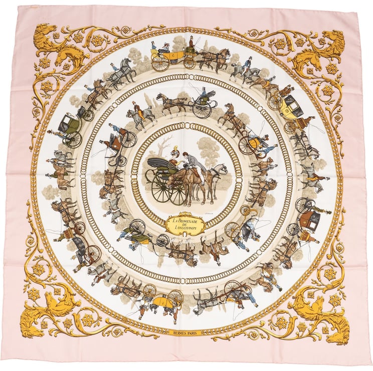 Hermès Hermès La Promenade de Longchamps Silk Carre 90 Scarf Tuch