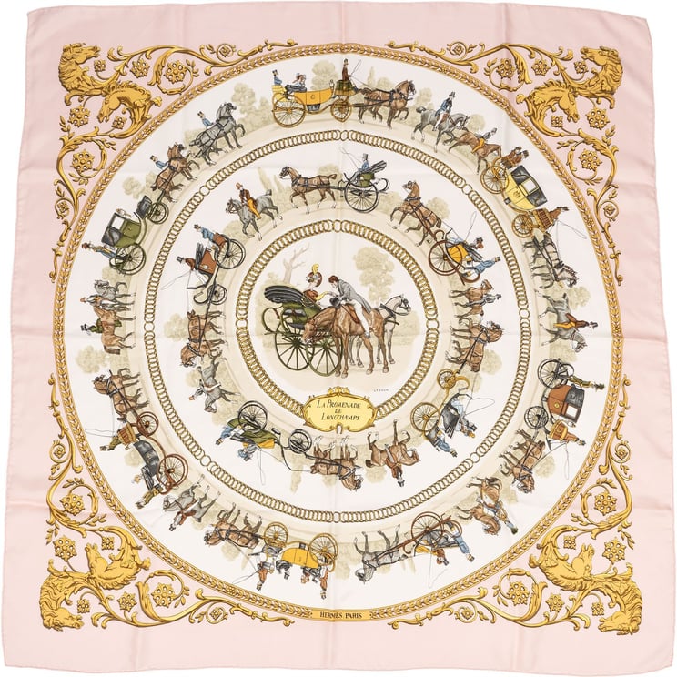Hermès Hermès La Promenade de Longchamps Silk Carre 90 Scarf Tuch