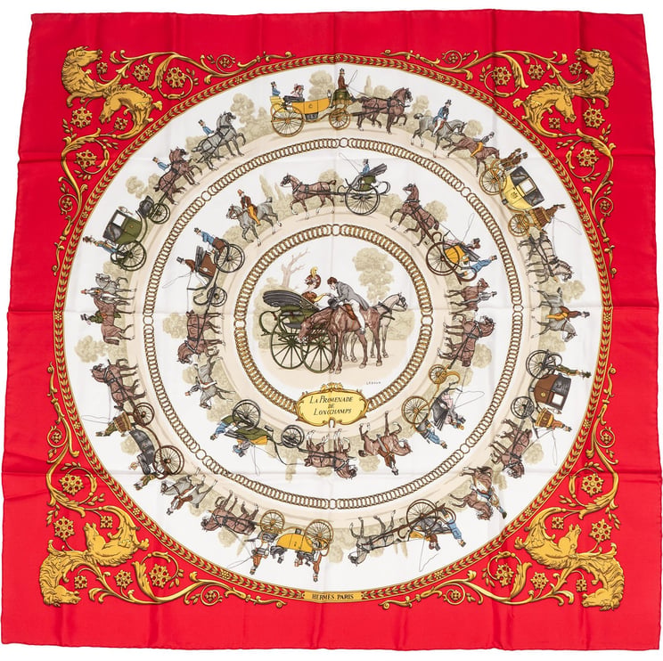 Hermès Hermès La Promenade de Longchamps Silk Carre 90 Scarf Tuch