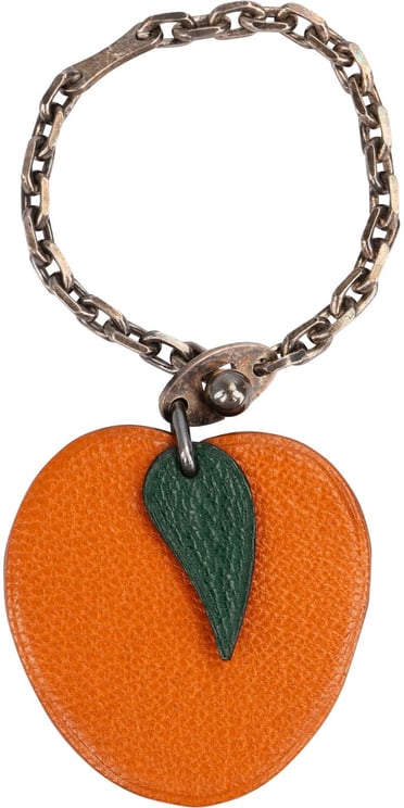 Hermès Hermès 925 Sterling Silver Leather Fruit Apricot Keychain Bag Charm