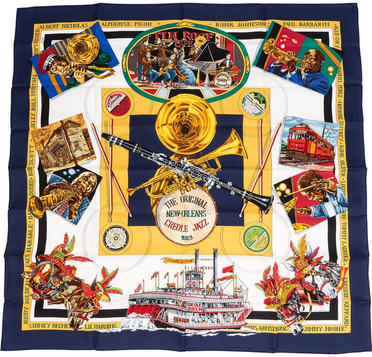 Hermès Hermès New Orleans Creole Jazz Silk Carre 90 Scarf Tuch