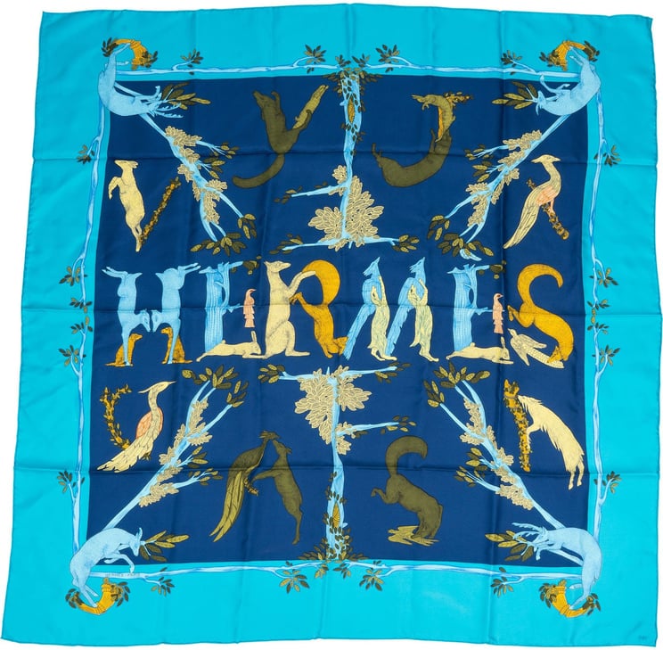 Hermès Hermès Lettres d'Erevan Silk 90 Scarf Tuch