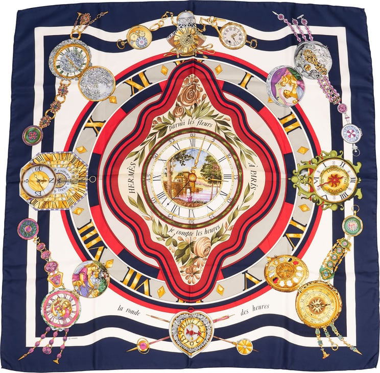Hermès Hermès La Ronde des Heures Silk 90 Scarf Tuch