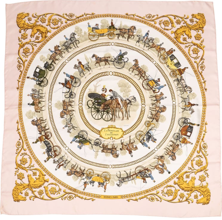 Hermès Hermès La Promenade de Longchamps Silk Carre 90 Scarf Tuch