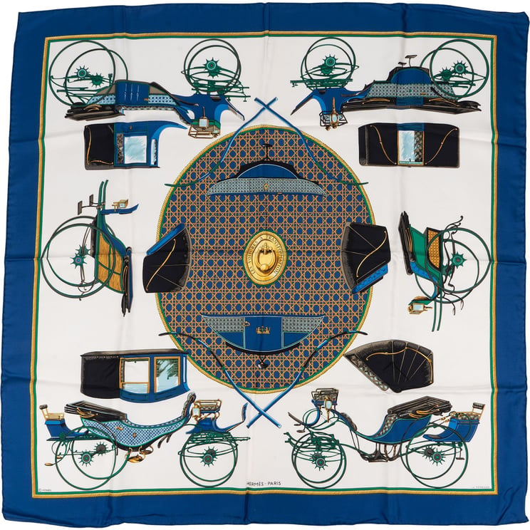 Hermès Hermès Voitures à Transformation Silk Carre 90 Scarf Tuch