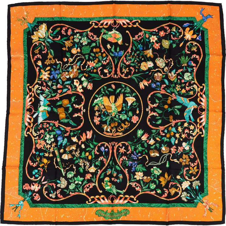 Hermès Hermès Oiseaux de Paradis et Fleurs Silk 90 Scarf Tuch