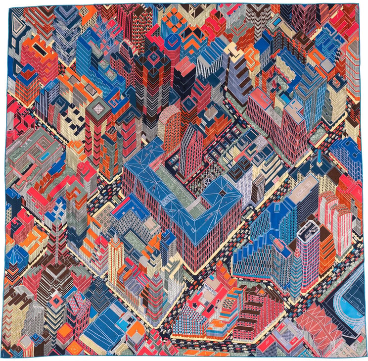 Hermès Hermès City On a Summer Day Silk 90 Scarf Tuch