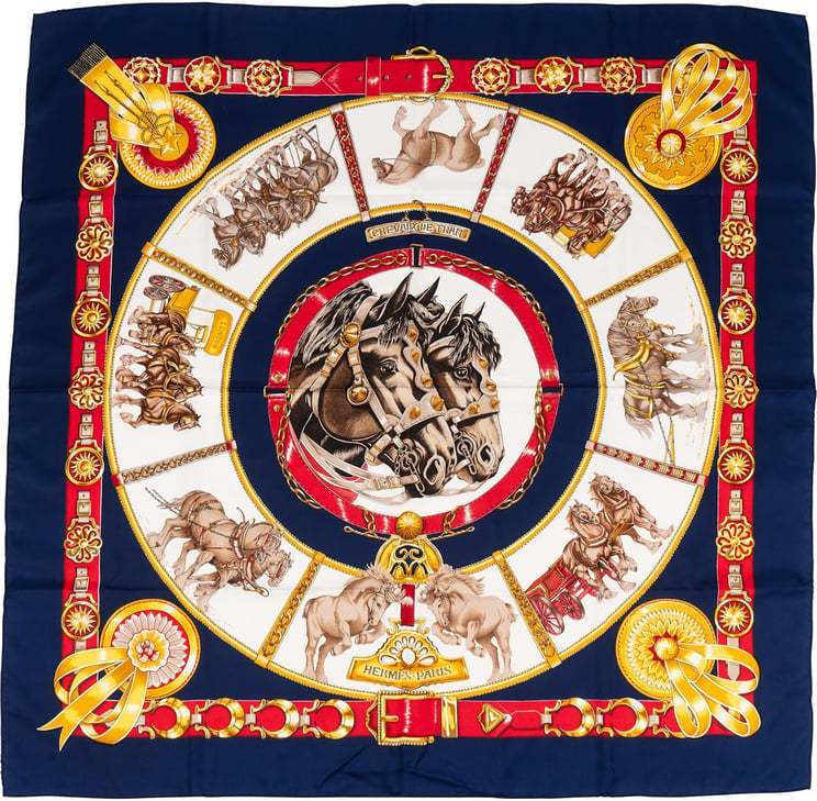 Hermès Hermès Chevaux de Trait Silk 90 Scarf Tuch