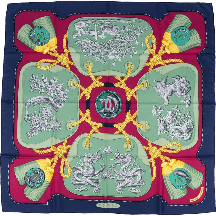 Hermès Hermès Tsubas Silk 90 Scarf Tuch