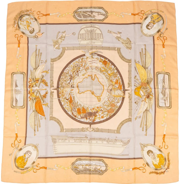 Hermès Hermès Terre Australe Découverte en 1802 Silk 90 Scarf Tuch