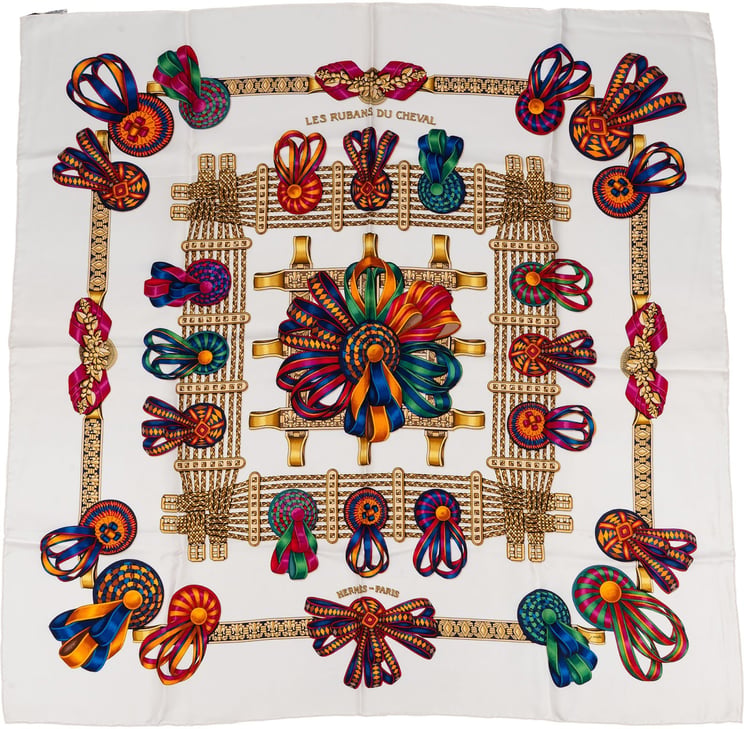 Hermès Hermès Les Rubans du Cheval Silk 90 Scarf Tuch