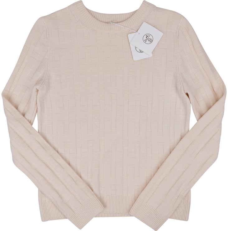 Hermès Hermès Cream Cashmere Basketweave H Knit Sweater (FR 36)