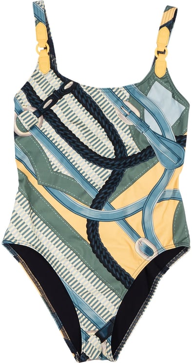 Hermès Hermès Equestrian Print One-Piece Swimsuit (38)