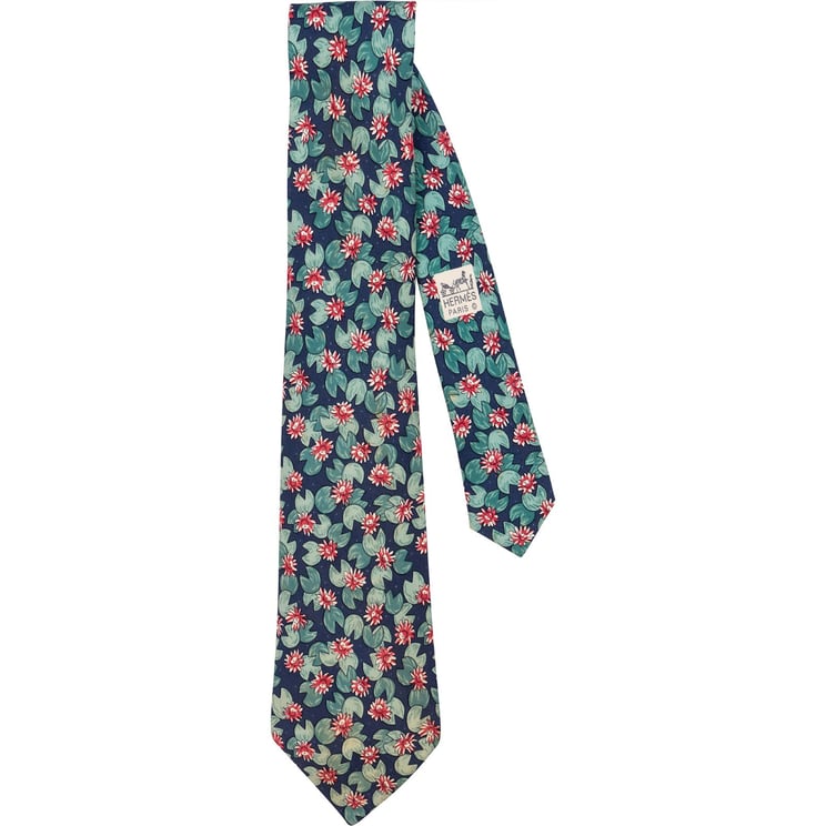 Hermès Hermès Water Lily Print Silk Tie Krawatte