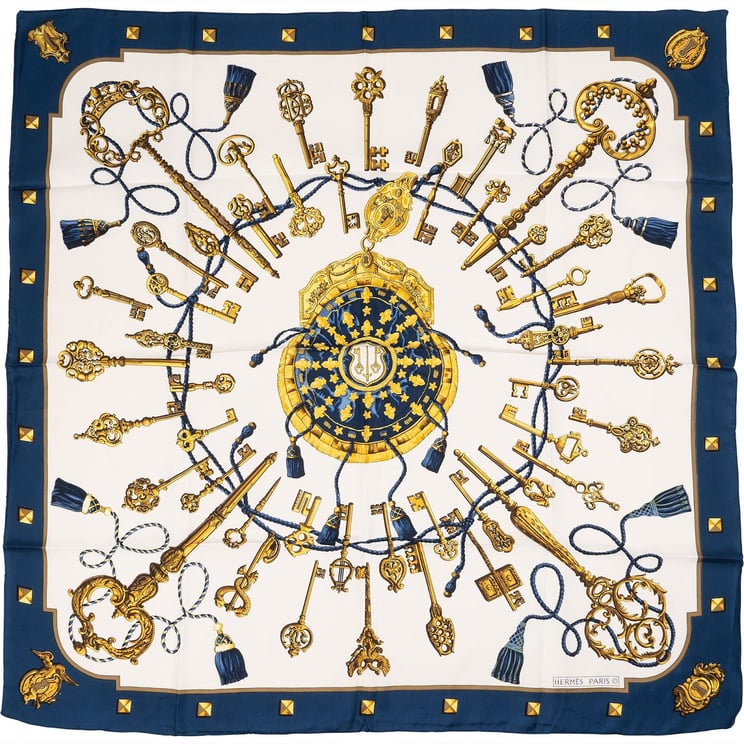 Hermès Hermès Les Clés Silk Carre 90 Scarf Tuch