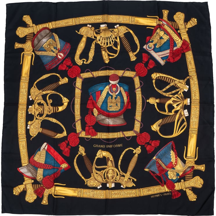 Hermès Hermès Grand Uniforme Silk 90 Scarf Tuch