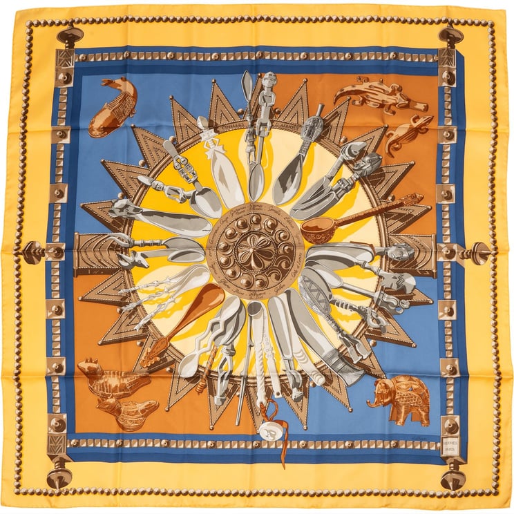 Hermès Hermès Cuillers d'Afrique Silk 90 Scarf Tuch