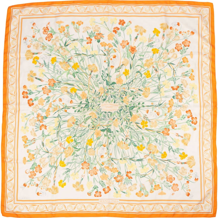 Hermès Hermès Twill Oeillets Sauvages Silk 90 Scarf Tuch