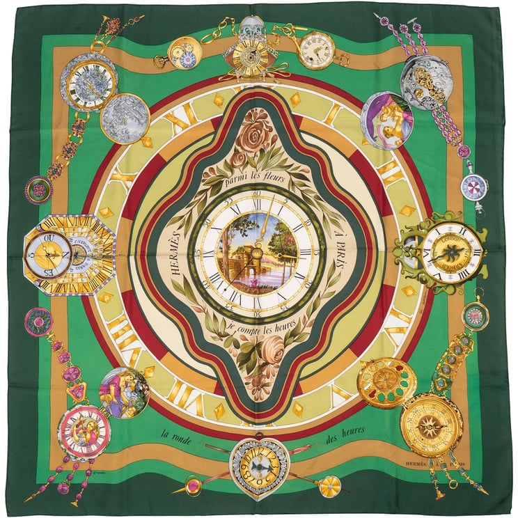 Hermès Hermès La Ronde des Heures Silk 90 Scarf Tuch