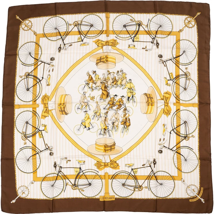 Hermès Hermès Les Becanes Silk 90 Scarf Tuch