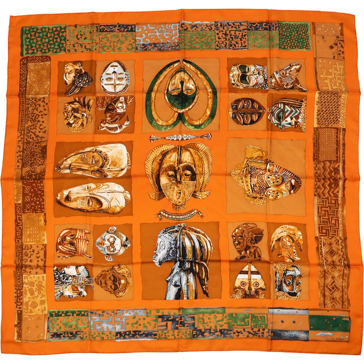 Hermès Hermès Les Masques Silk 90 Scarf Tuch