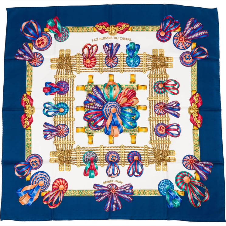 Hermès Hermès Les Rubans du Cheval Silk 90 Scarf Tuch