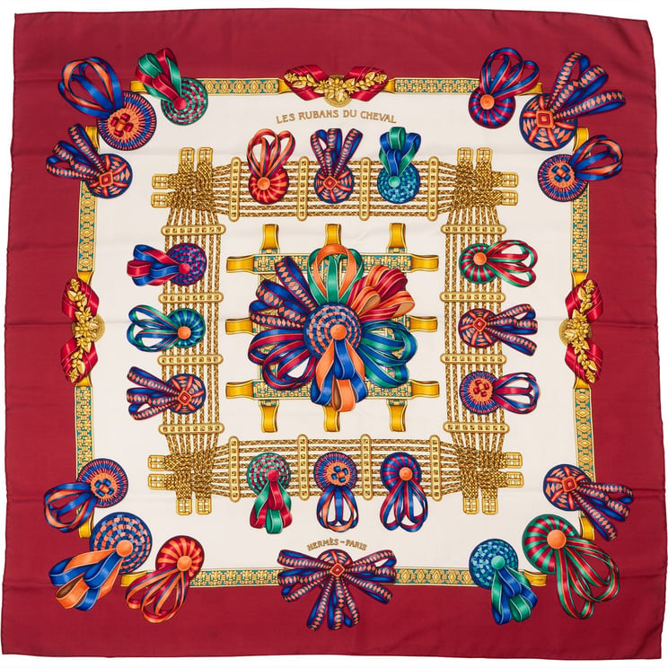Hermès Hermès Les Rubans du Cheval Silk 90 Scarf Tuch