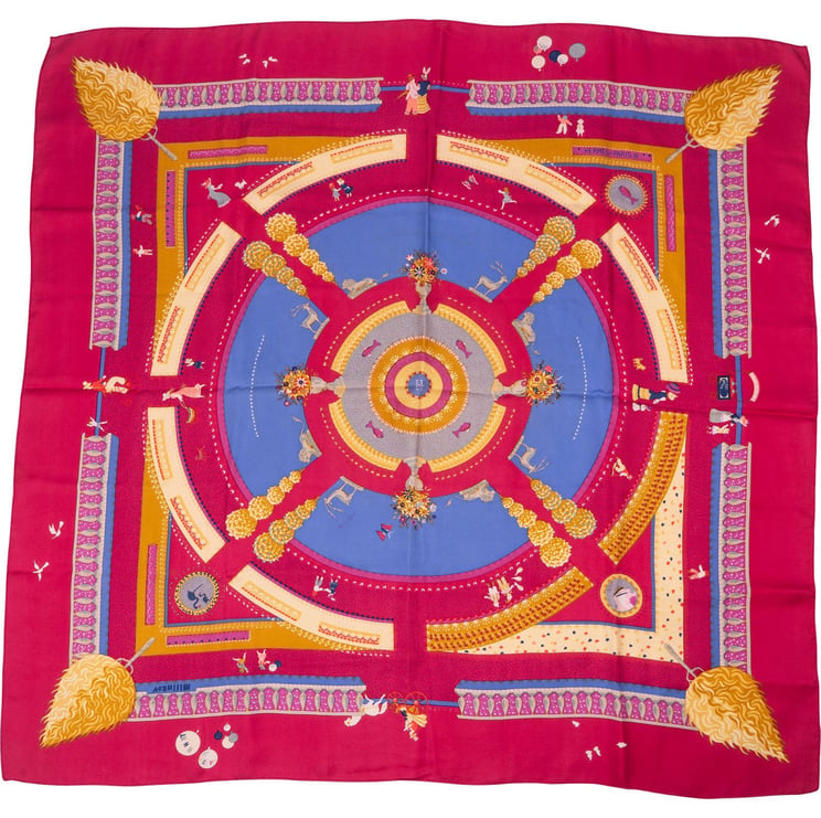 Hermès Hermès Fête au Village Silk 90 Scarf Tuch