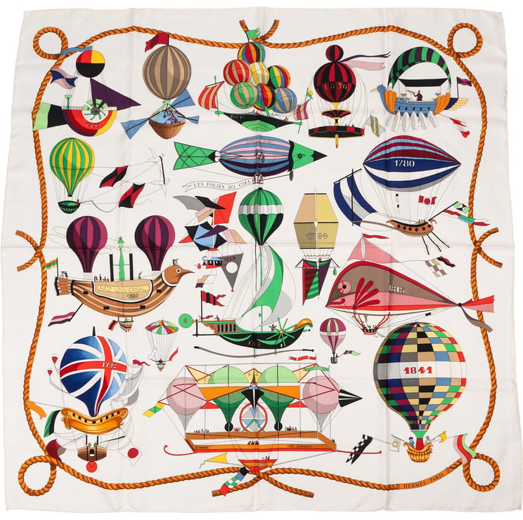Hermès Hermès Les Folies du Ciel Silk Carre 90 Scarf Tuch